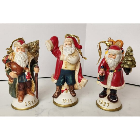 3 Traditions Of Santa Mistletoe Mountain Santa Porcelain Ornaments Limited Ed - Picture 4 of 10